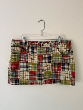 Vintage Y2K Plaid Patchwork Low Rise Mini Skirt Sz 14 American Eagle Outfitters